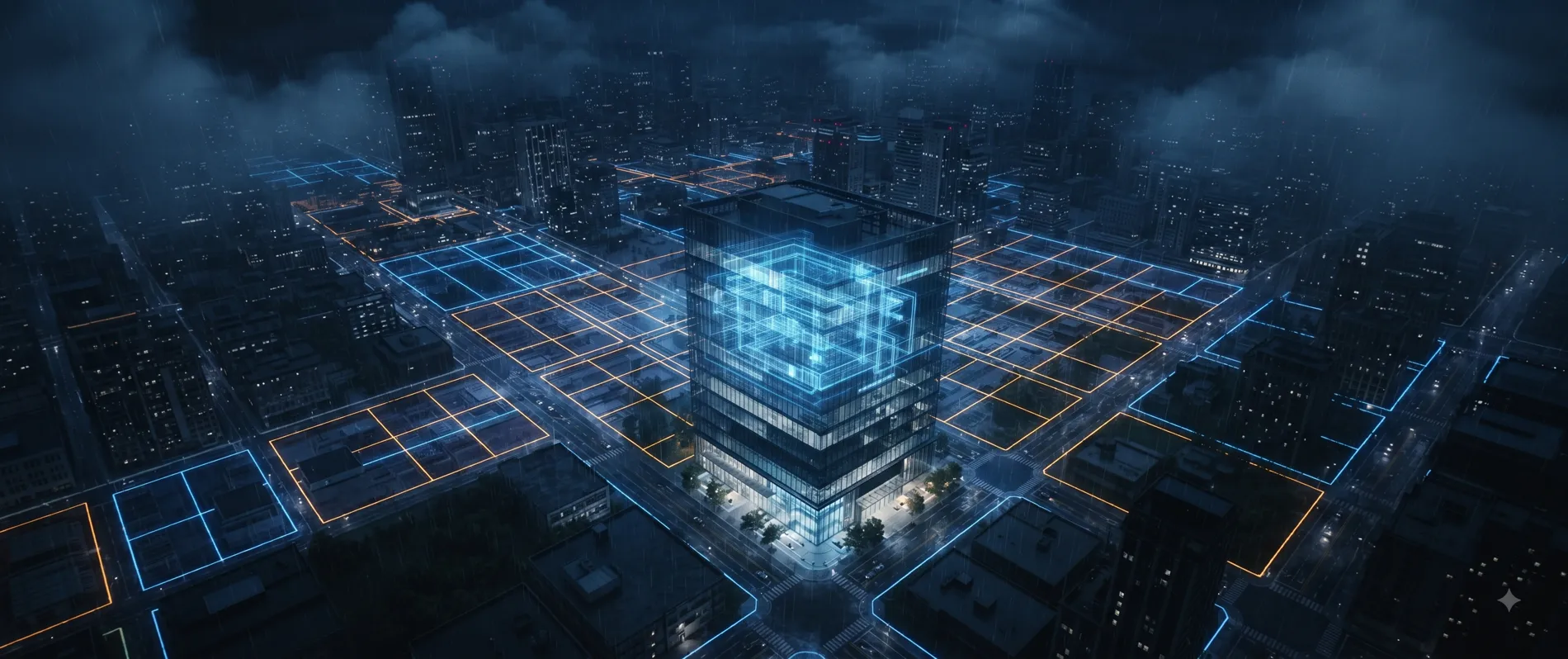 City blocks outlined as verified digital parcels